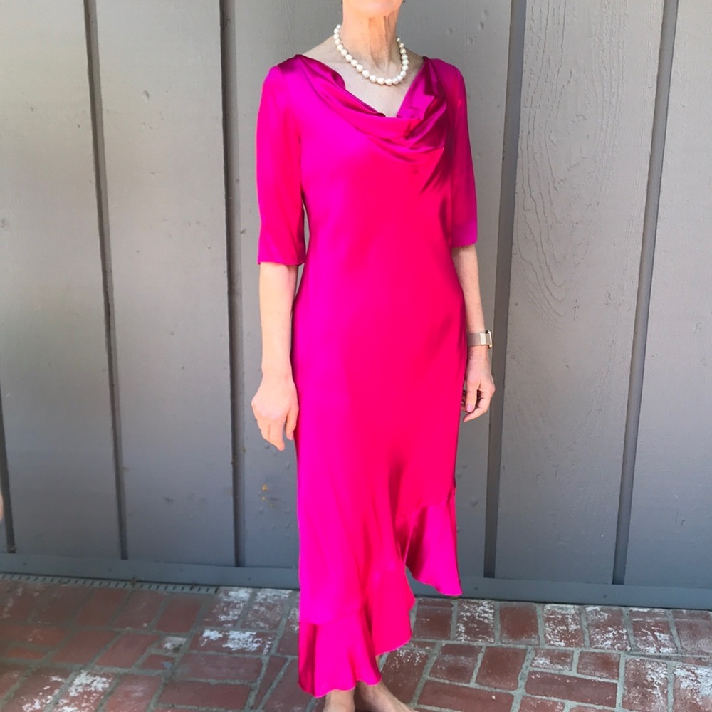 High/low Satin pink dress